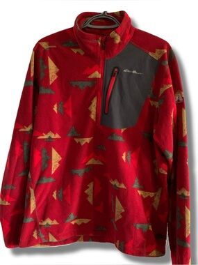 Eddie Bauer First Ascent Aztec Fleece Quarter Zip Sweater Size Large